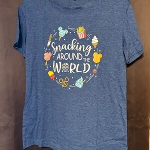 Blue Kids Shirt with Fun Epcot Snack Print Disney